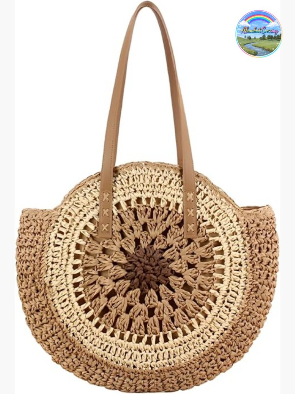 Round Straw Handwoven Summer Beach Shoulder Bag Rattan Crossbody Purse